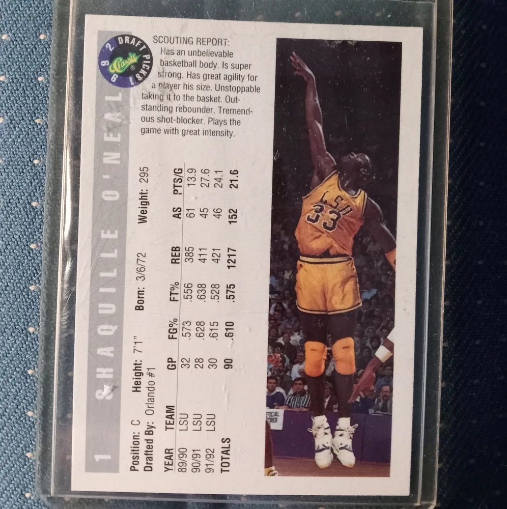 SHAQUILLE ONEAL CLASSIC DRAFT PICKS #1 RC